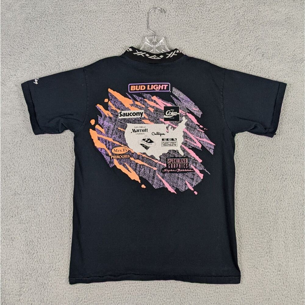 Vintage Bud Light Triathlon Tshirt Adult Black 1991 Double Sided Single Stitch